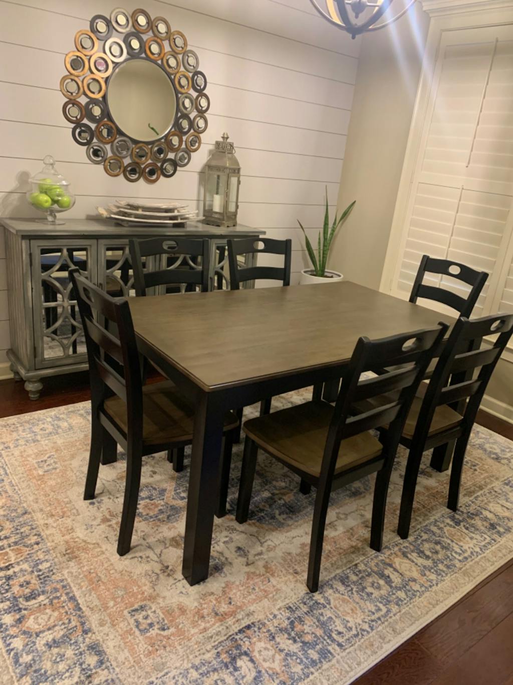 Froshburg 7 Piece Grayish Brown/Black Casual Dining Set ASY Furniture