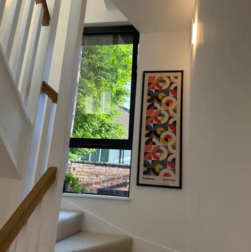 Bauhaus Mid Century Geometric Long Vertical Wall Art - V0327