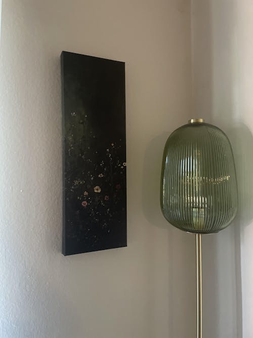 Vintage Wild Flowers Dark Green Vertical Wall Art - Tall Long Narrow Vertical Wall Decor - V0122