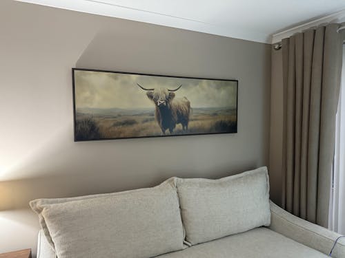 Highland Cow Picture Panoramic Long Narrow Wall Art Large Canvas Decor