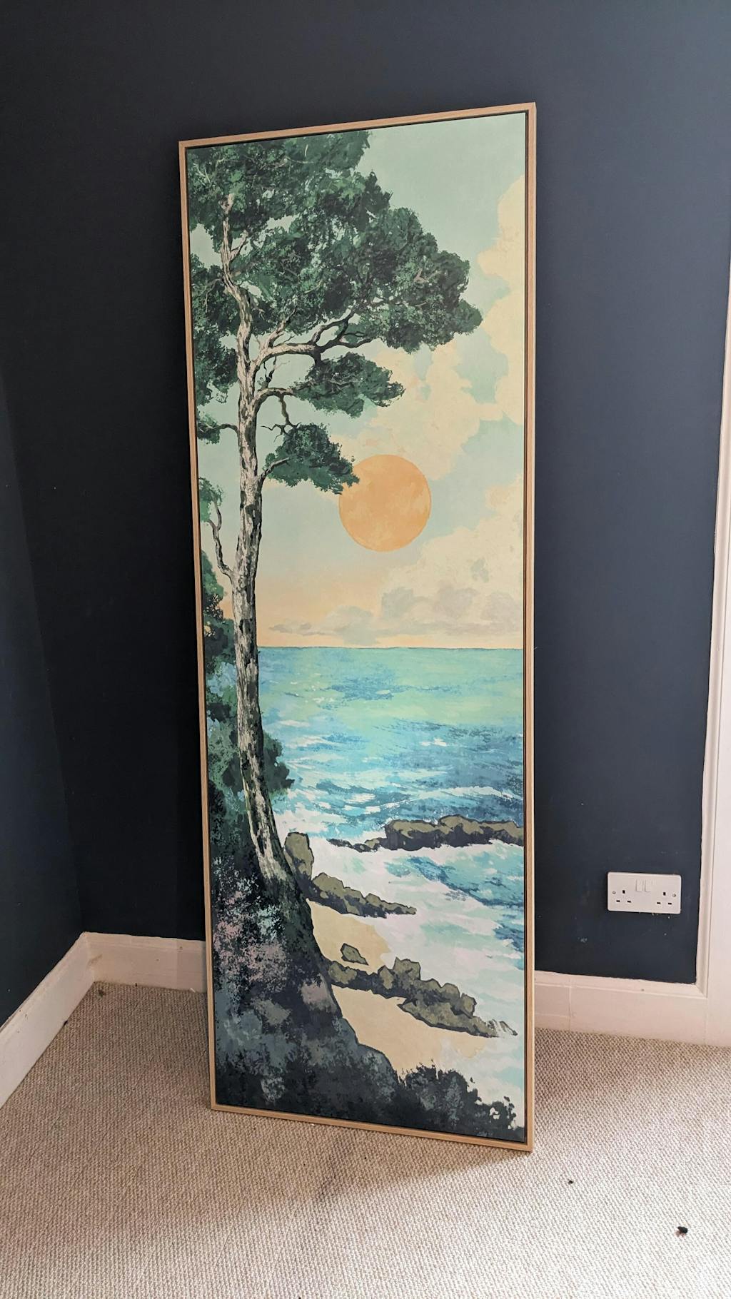 Coastal Big Framed Pictures Tall Narrow Vertical Wall Art