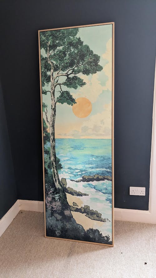 Coastal Big Framed Pictures Tall Narrow Vertical Wall Art