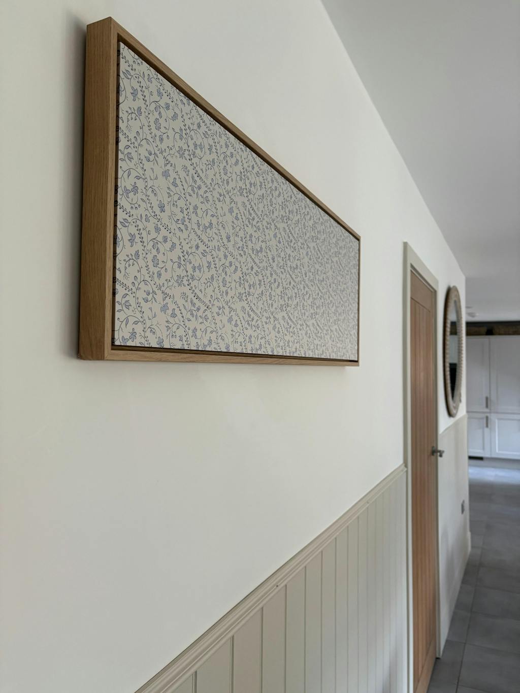 Vintage French Blue Floral Vines Long Narrow Wall Art