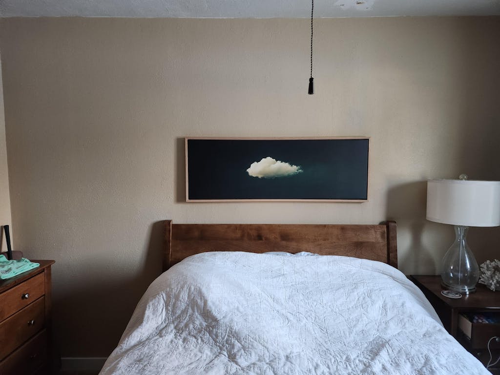 Above Bed Wall Decor - Floating Cloud Minimalist Horizontal Wall Art Green