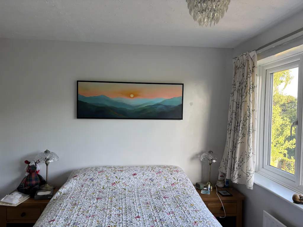 Abstract Sunrise Panoramic Above Bed Wall Decor Large Framed Pictures