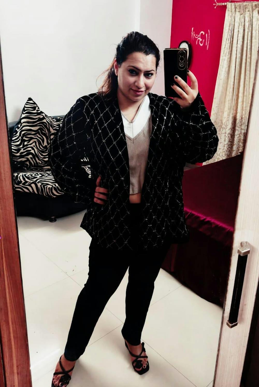 Rich Velvet Silver Applique Blazer