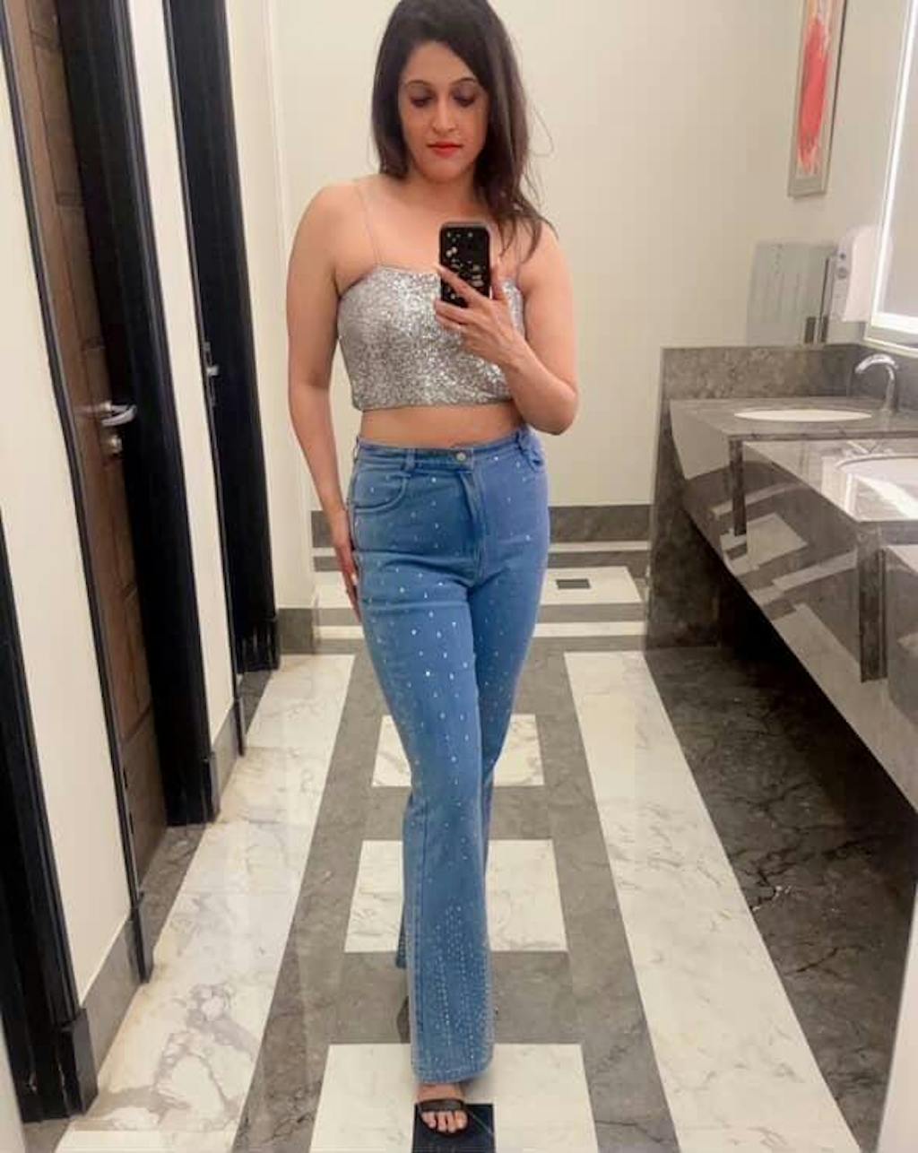 Glistening Silver Strappy Tank Top