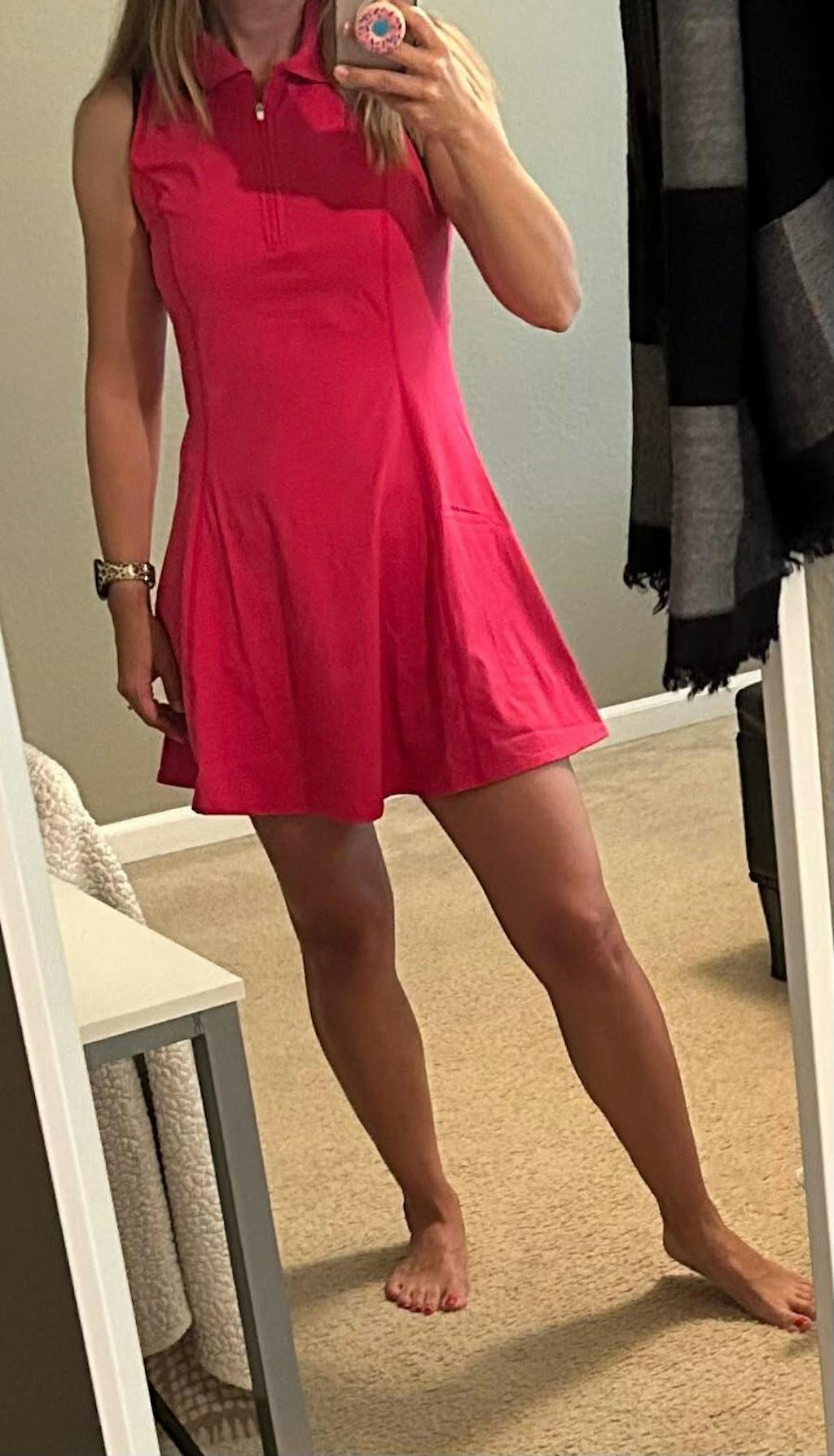 Polo Collar Zipper Tennis Golf Dresses Pink Athletic Dresses