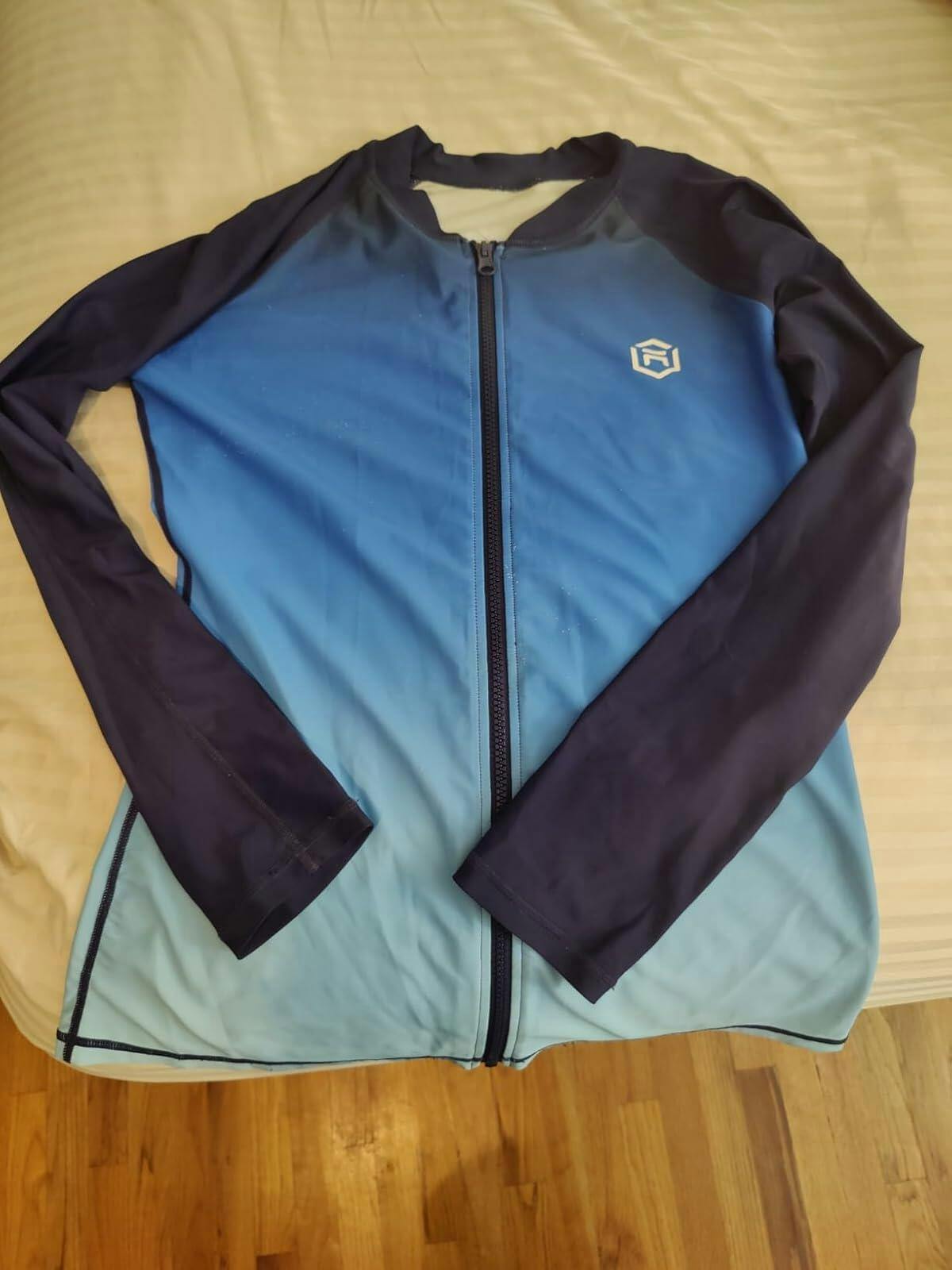 Color Gradient Zipper Long Sleeve Swim Shirt UPF50+ Rash Guard