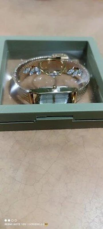 Relógio Analógico Square Banhado em Ouro 18k