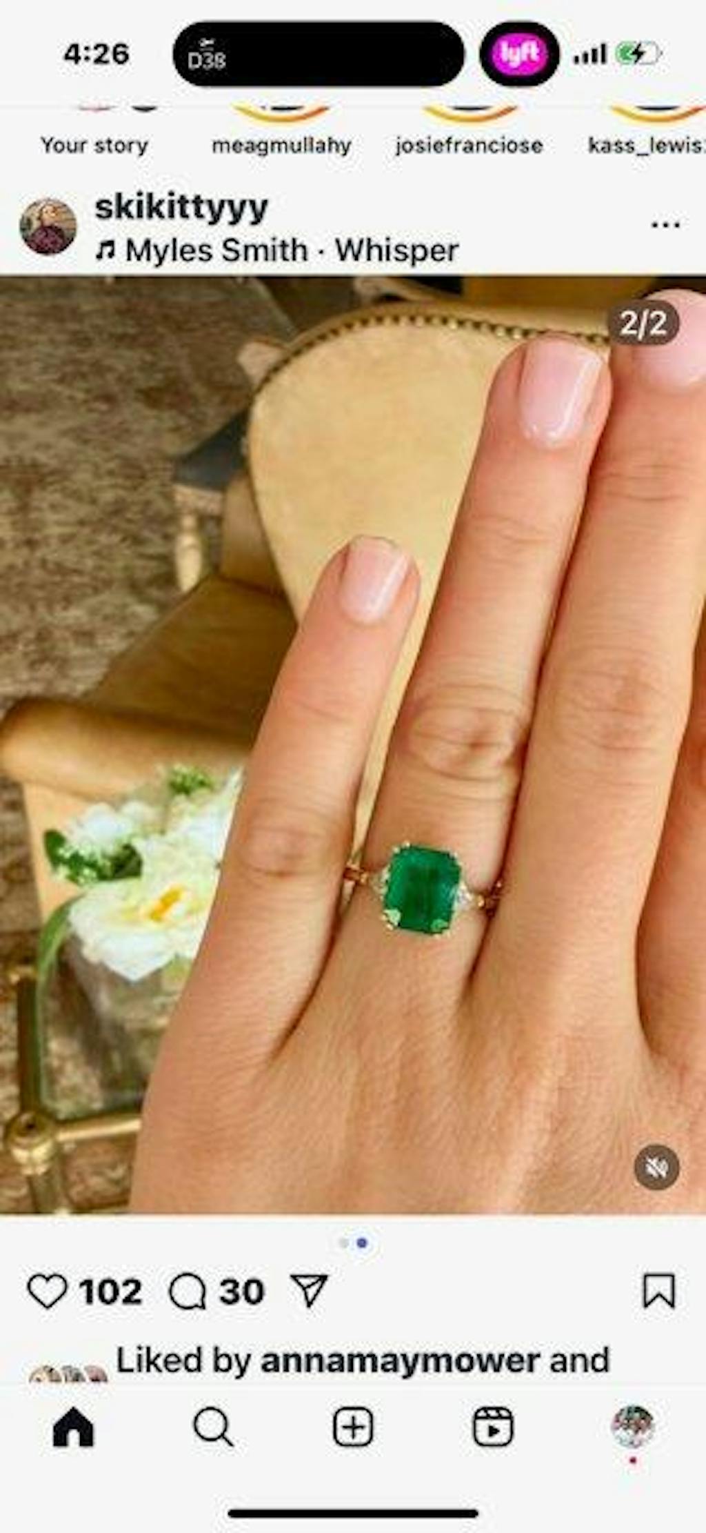 3.48ctw Emerald and Diamond 3-Stone Ring 14K Gold R6688