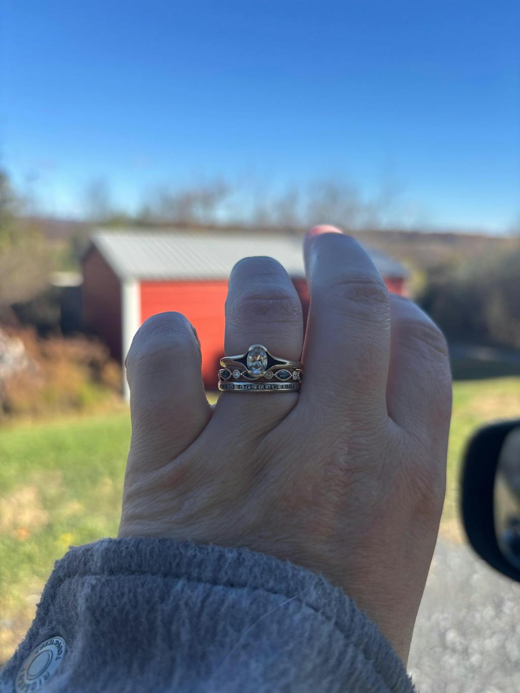 Alternating Montana Sapphire and Diamond Milgrain Bezel Set Wedding Band 14K Gold R5091