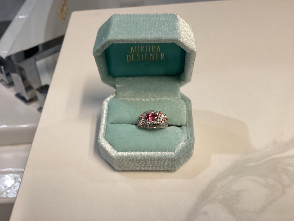 1.12ct Natural Padparadscha Sapphire and Diamond Cluster Ring 18K White Gold R6616