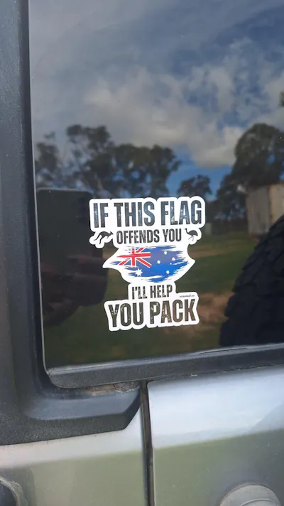 Customer photo of If This Flag Offends You sticker on car