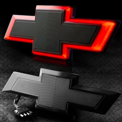 2014-2019 Chevy Silverado Red LED Illuminated Rear Tailgate Bowtie Emblem, Black- GM Official Licensed