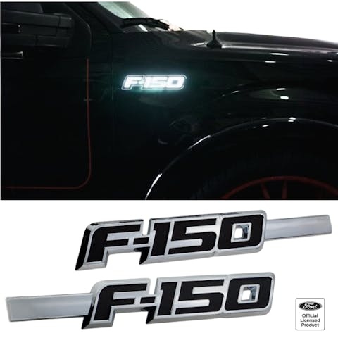 Ford F-150 LED Fender Emblems (2009–2014) – Chrome Finish, White Illumination | 2 Pc Kit