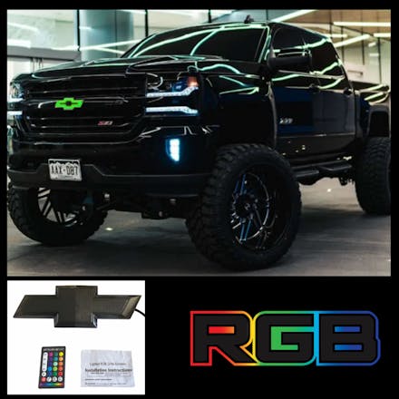 2014-2019 Chevy Silverado Black Bowtie RGB Lighted Grille Emblem – Customizable LED Lighting