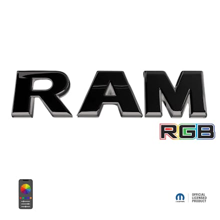 2019–2023 RAM 1500 Black Lighted Grille Emblem with RGB LED Lighting