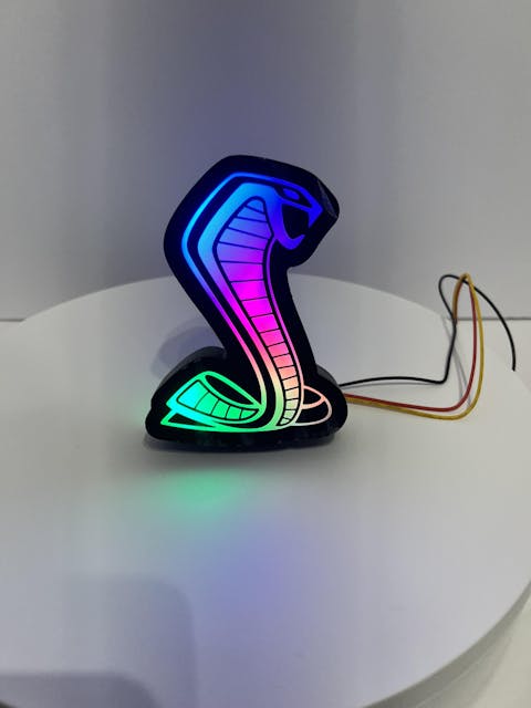 Mustang Cobra LED Light-Up Grille Emblem, Dual Control (RGBW Flow Series)