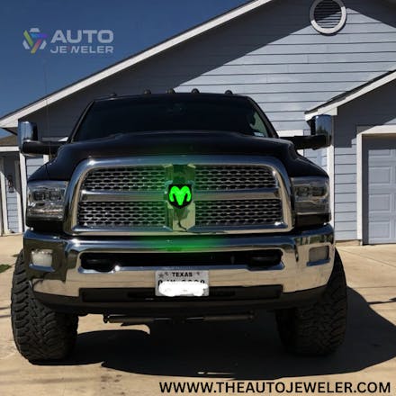 2009–2018 RAM 1500 Black Lighted Grille Emblem with RGB LED Color-Changing Lighting