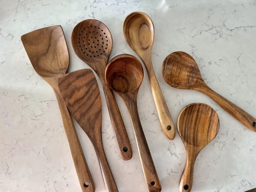 Rustic 7 Pieces Teak Wooden Utensil Set – Anara Lifestyle