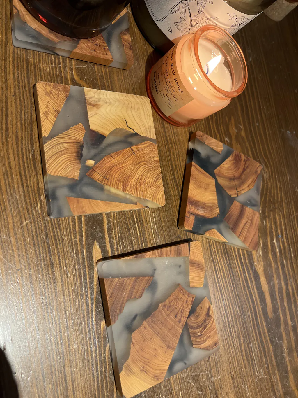 Applewood Epoxy Resin Coasters (set of 4)