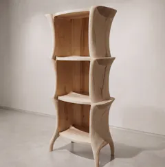 Sculptural Side Table with Organic Curves and Open Storage – Awefurni