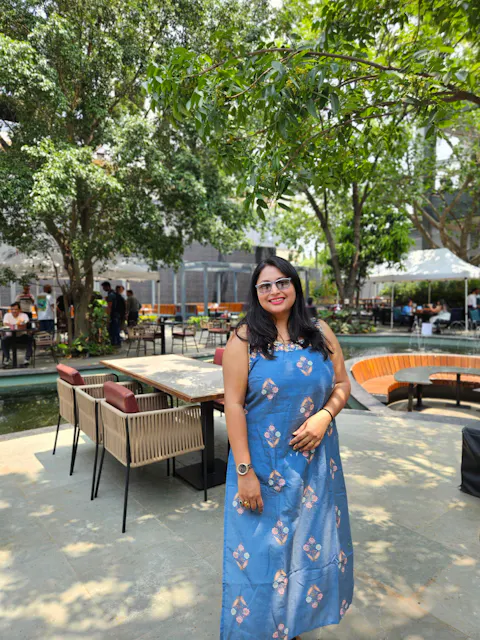 Denim Cotton Blue Floral Strap Kurta Set