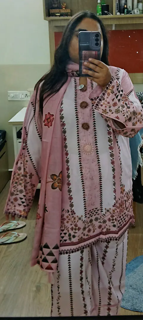 Pastel Pink Printed Cord-set | Sizes M to 6XL