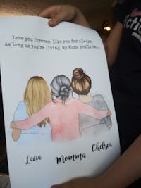 Personalized Poster & Canvas Mother‘s Hug, Mom and Daughter, Grandma and Granddaughter 2 Girlfriends Two Sisters Mother’s Day Gift HT01