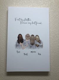 Personalized Poster & Canvas Mother‘s Hug, Mom and Daughter, Grandma and Granddaughter 2 Girlfriends Two Sisters Mother’s Day Gift HT01