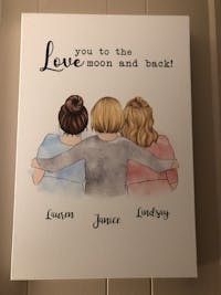 Personalized Poster & Canvas Mom hug, Mother and son , mother and son , daughter , mother and 2 sons , mother and 2 daughter , love you to the moon and back HT01