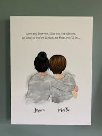 Personalized Canvas & Poster Mother's Hug, Mom and Daughter, Grandma and Granddaughter Mom and daughter Mom and 2 daughters Mom and 3 daughters Mom and 4 daughters Mother day gift HT01