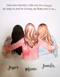 Personalized Poster & Canvas Mother‘s Hug, Mom and Daughter, Grandma and Granddaughter 2 Girlfriends Two Sisters Mother’s Day Gift HT01