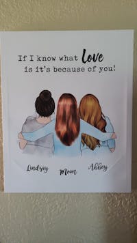 Personalized Canvas & Poster Mother's Hug, Mom and Daughter, Grandma and Granddaughter Mom and daughter Mom and 2 daughters Mom and 3 daughters Mom and 4 daughters Mother day gift HT01