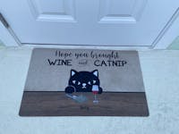 Staring Cat, Hope You Brought Wine And Catnip Personalized Doormat HQ