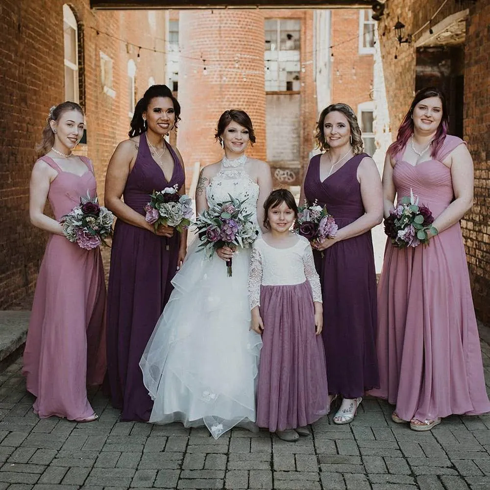 Long Chiffon Bridesmaid Gown with Lace Cap Sleeves Gold Plus Size