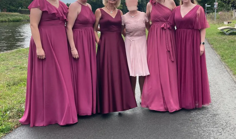Princess V-neck Satin Dresses with Pockets Dusty Rose