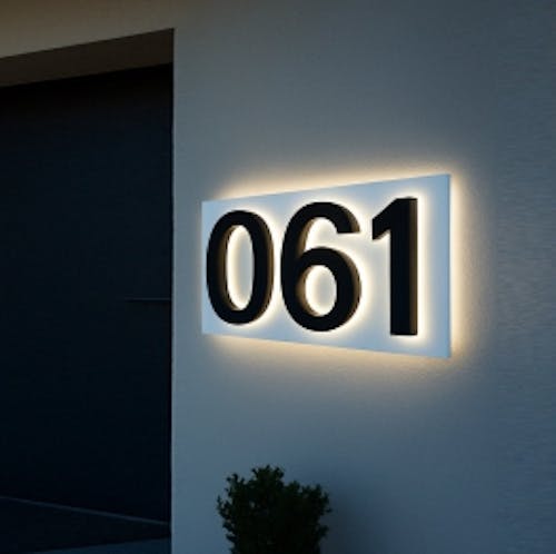 Lighted House Number Sign - Customizable LED Address Plaque for Home, Perfect for Night Visibility & Curb Appeal