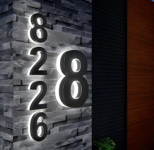 Lighted House Number Sign - Customizable LED Address Plaque for Home, Perfect for Night Visibility & Curb Appeal