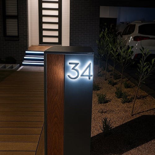 Lighted House Number Sign - Customizable LED Address Plaque for Home, Perfect for Night Visibility & Curb Appeal