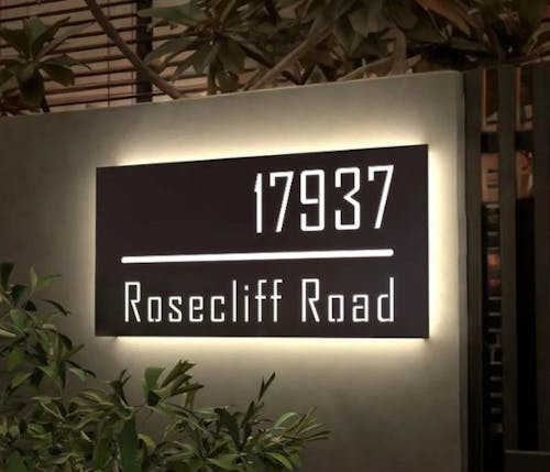 Modern House Numbers Solar Powered Address Sign Vintage Outdoor Metal Numbers Lighted Address Signs Low Voltage Waterproof