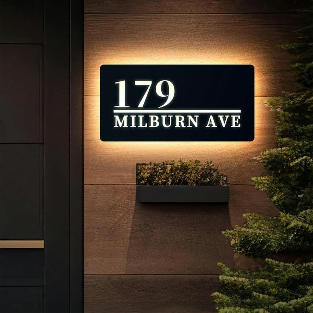 Modern House Numbers Solar Powered Address Sign Vintage Outdoor Metal Numbers Lighted Address Signs Low Voltage Waterproof