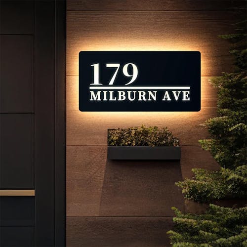 Modern House Numbers Solar Powered Address Sign Vintage Outdoor Metal Numbers Lighted Address Signs Low Voltage Waterproof