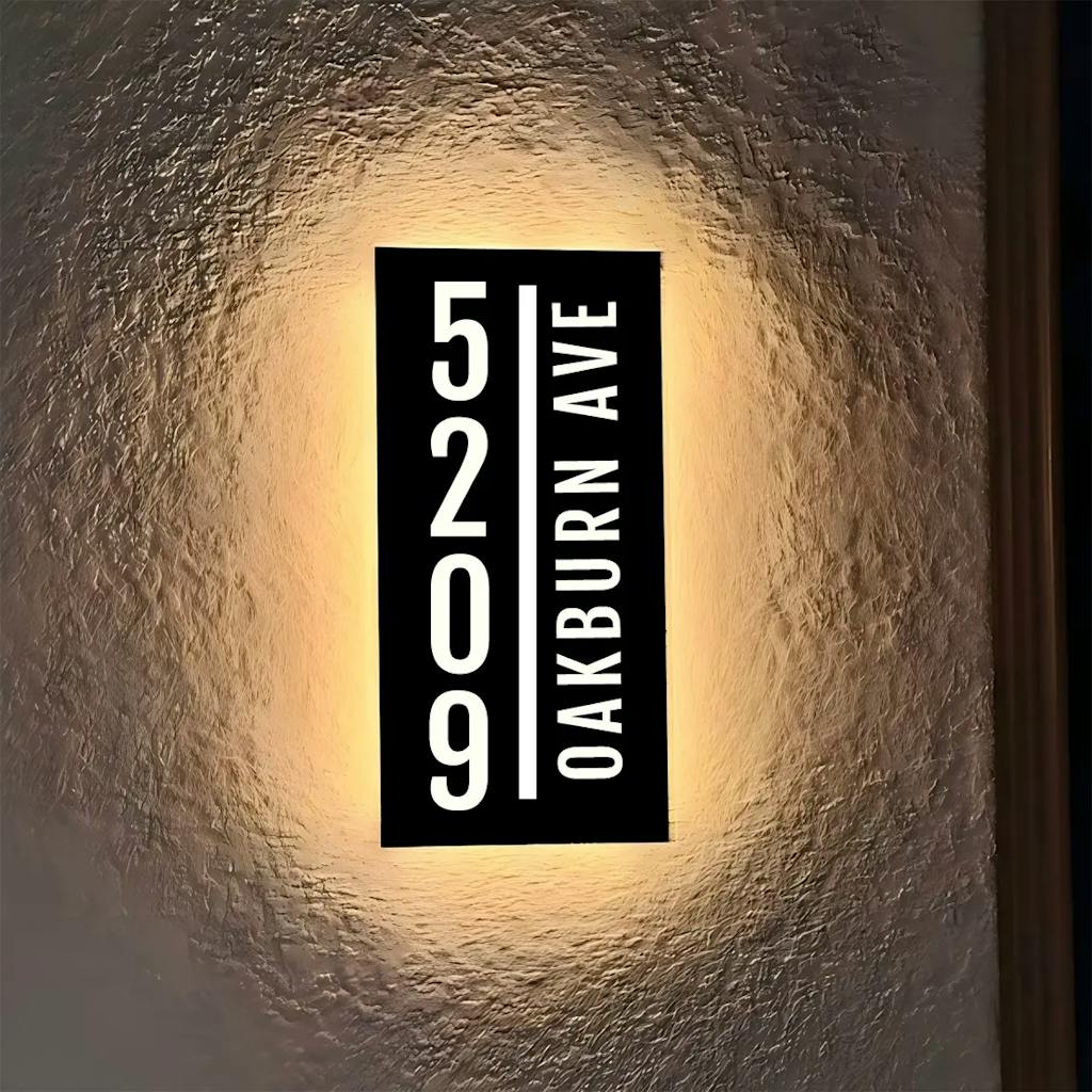 Modern House Numbers Solar Powered Address Sign Vintage Outdoor Metal Numbers Lighted Address Signs Low Voltage Waterproof