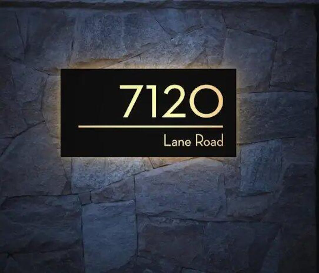 LED House Number Address Sign Outdoor Waterproof Stainless Steel Metal Door Plates Number Apartment Hotel Lighted Address Plaques