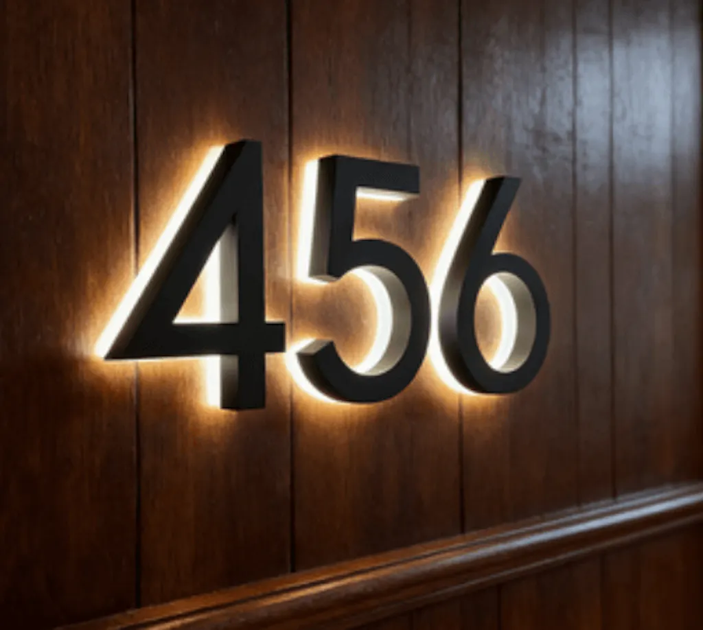 Lighted House Number Sign - Customizable LED Address Plaque for Home, Perfect for Night Visibility & Curb Appeal