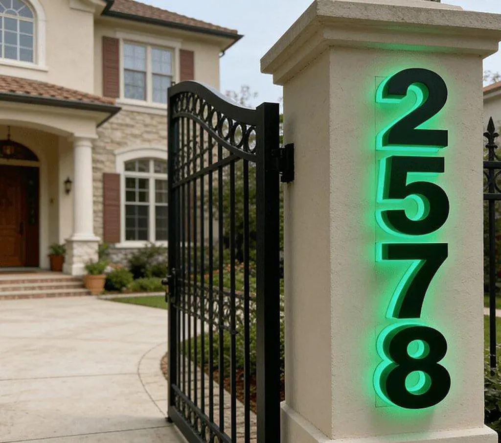 Lighted House Number Sign - Customizable LED Address Plaque for Home, Perfect for Night Visibility & Curb Appeal