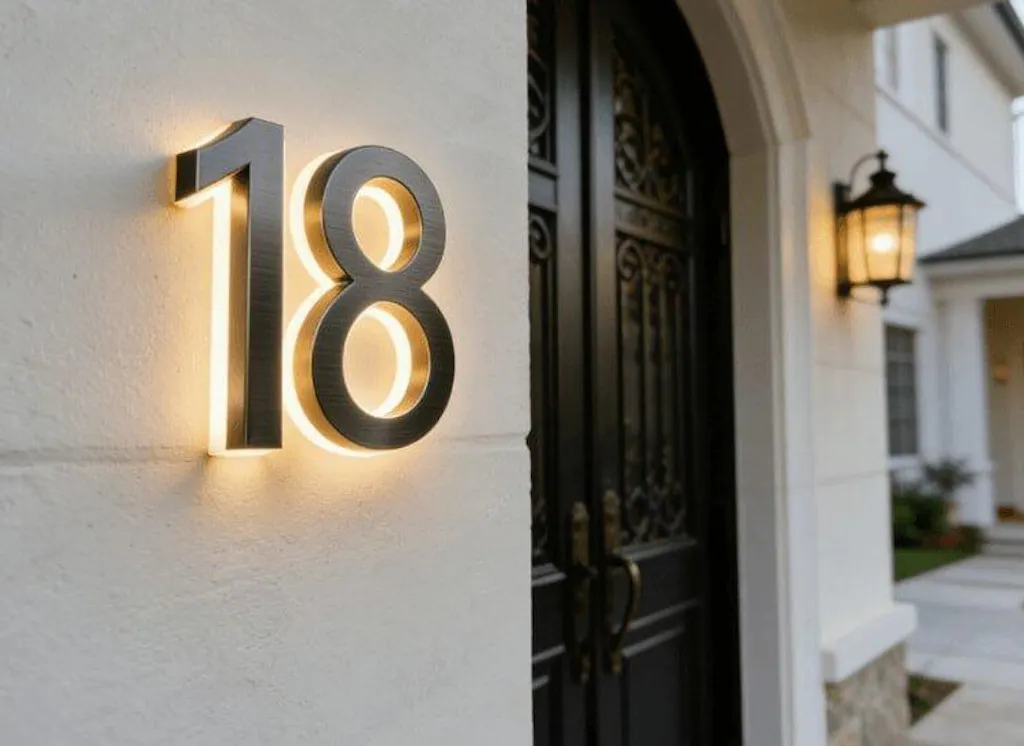 Lighted House Number Sign - Customizable LED Address Plaque for Home, Perfect for Night Visibility & Curb Appeal