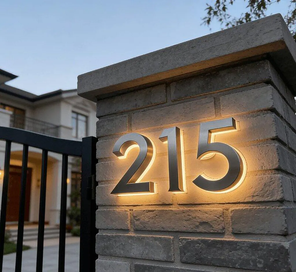 Lighted House Number Sign - Customizable LED Address Plaque for Home, Perfect for Night Visibility & Curb Appeal